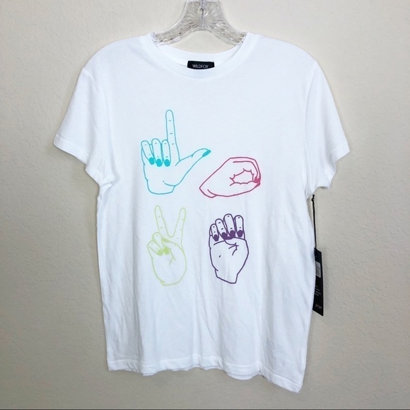New Wildfox Love Sign Language ASL Keke Tee - Picture 1 of 8